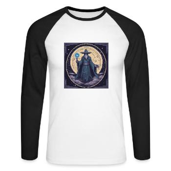 Mystic Pixel Mage - Unisex Long Sleeve Baseball T-Shirt - white/black - Front - Nik (191cm)