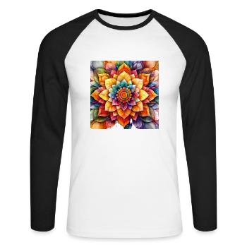 Mandala Time 2 - Unisex Baseballshirt langarm - Weiß/Schwarz - Vorne - Nik (191cm)