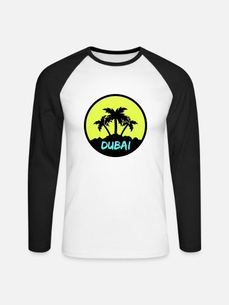 Dubai - Unisex Long Sleeve Baseball T-Shirt - white/black