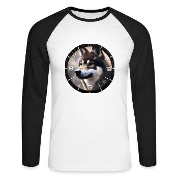 Regard lointain - T-shirt baseball manches longues Homme - blanc/noir - Devant - Nik (191cm)