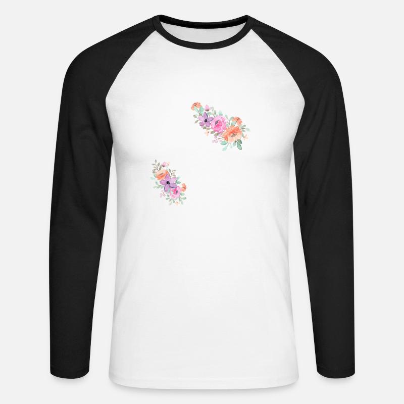 Die rosa Blumenbraut - Braut Geschenkidee - Unisex Baseballshirt langarm - Weiß/Schwarz