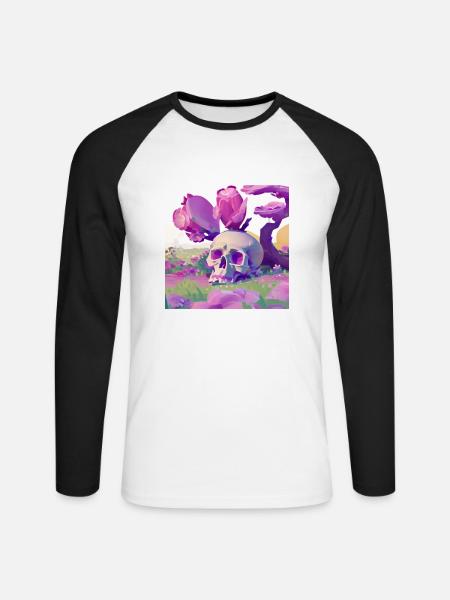 Skull in Paradise - Unisex Baseballshirt langarm - Weiß/Schwarz