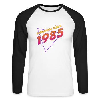 Rétro - Awesome since 1985 - T-shirt baseball manches longues Homme - blanc/noir - Devant - Nik (191cm)