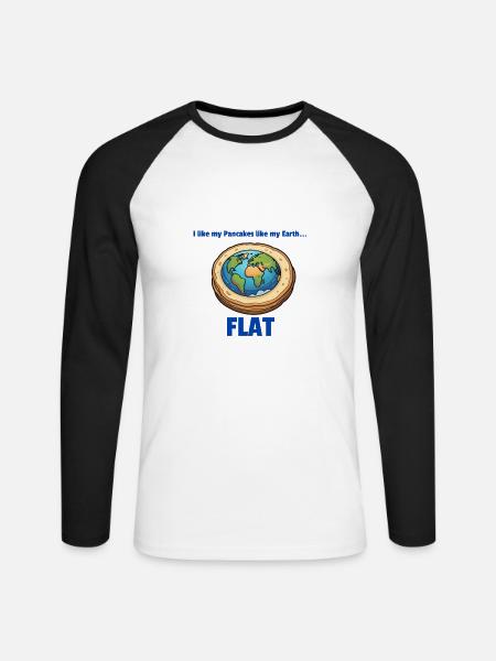 Flat Earth Pancake - Unisex Baseballshirt langarm - Weiß/Schwarz