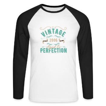 Jahrgang 2006 - 2006 Geburtstagsgeschenk - Unisex Baseballshirt langarm - Weiß/Schwarz - Vorne - Nik (191cm)
