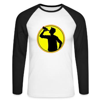 Buveur Bière Silhouette - T-shirt baseball manches longues Homme - blanc/noir - Devant - Nik (191cm)