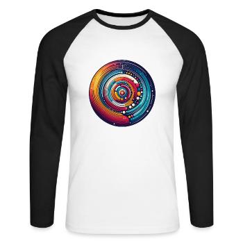 Planètes psychédéliques - T-shirt baseball manches longues Homme - blanc/noir - Devant - Nik (191cm)