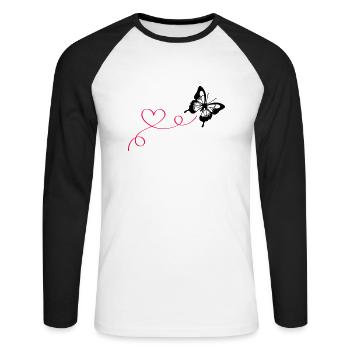 Butterfly Love - Unisex Long Sleeve Baseball T-Shirt - white/black - Front - Nik (191cm)