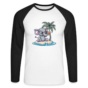 Elephant Island Summer Palm - Unisex Long Sleeve Baseball T-Shirt - white/black - Front - Nik (191cm)
