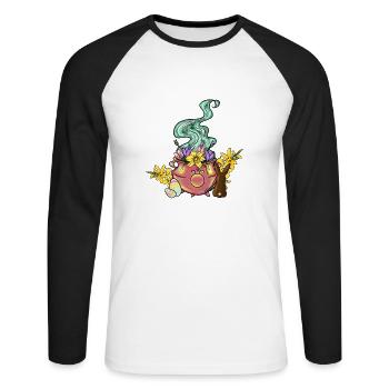 Chaudron d’Ostara - T-shirt baseball manches longues Homme - blanc/noir - Devant - Nik (191cm)