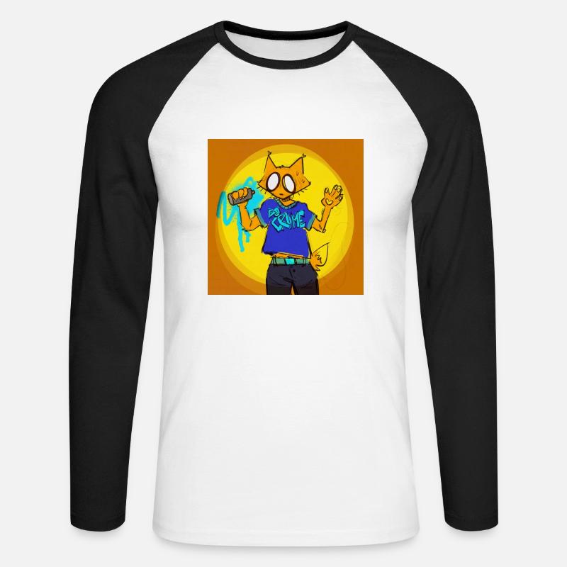 Fox Graffiti - Unisex Baseballshirt langarm - Weiß/Schwarz