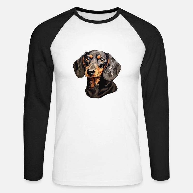 Dackel oder Dachshund - Unisex Baseballshirt langarm - Weiß/Schwarz
