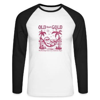 Old but Gold Chill with the Yeti - Unisex Long Sleeve Baseball T-Shirt - white/black - Front - Nik (191cm)