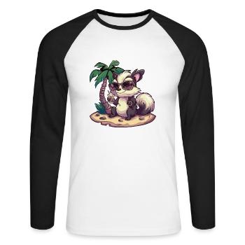 Vacances d’été Skunk - T-shirt baseball manches longues Homme - blanc/noir - Devant - Nik (191cm)