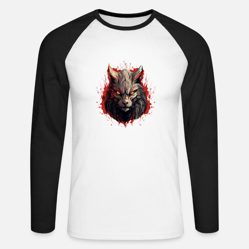 Wolfsblick der Durchdringung - Unisex Baseballshirt langarm - Weiß/Schwarz