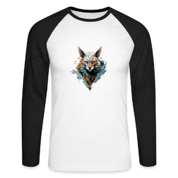 Le renard murmure l’élégance - T-shirt baseball manches longues Homme - blanc/noir - Devant - Nik (191cm)