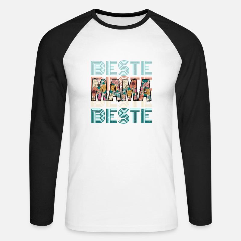 Beste Mama - Unisex Baseballshirt langarm - Weiß/Schwarz