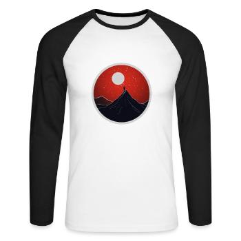 Bergwanderer minimalistisches Design - Unisex Baseballshirt langarm - Weiß/Schwarz - Vorne - Nik (191cm)