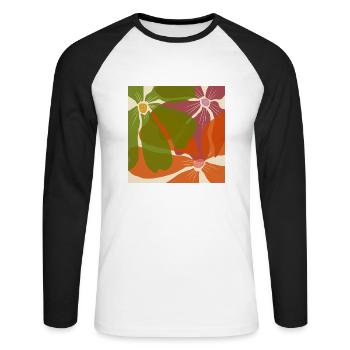 Motif de fleurs - T-shirt baseball manches longues Homme - blanc/noir - Devant - Nik (191cm)