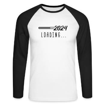 2024 loading - Unisex Baseballshirt langarm - Weiß/Schwarz - Vorne - Nik (191cm)