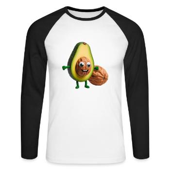 Avocado with walnut kernel - Unisex Long Sleeve Baseball T-Shirt - white/black - Front - Nik (191cm)
