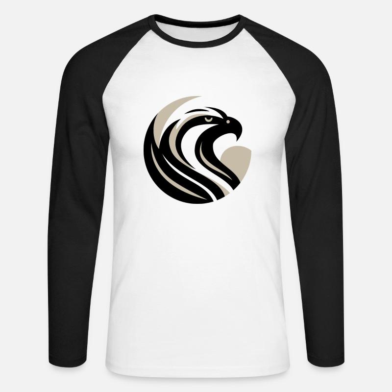 Stylized Eagle Head - Unisex Long Sleeve Baseball T-Shirt - white/black