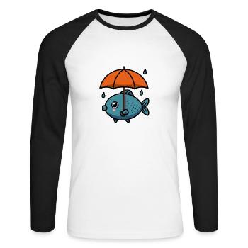 Water Lake Sea Fish Umbrella in the Dry - Unisex Long Sleeve Baseball T-Shirt - white/black - Front - Nik (191cm)