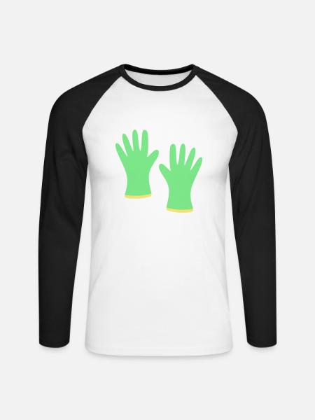 Gartenhandschuhe - Unisex Baseballshirt langarm - Weiß/Schwarz