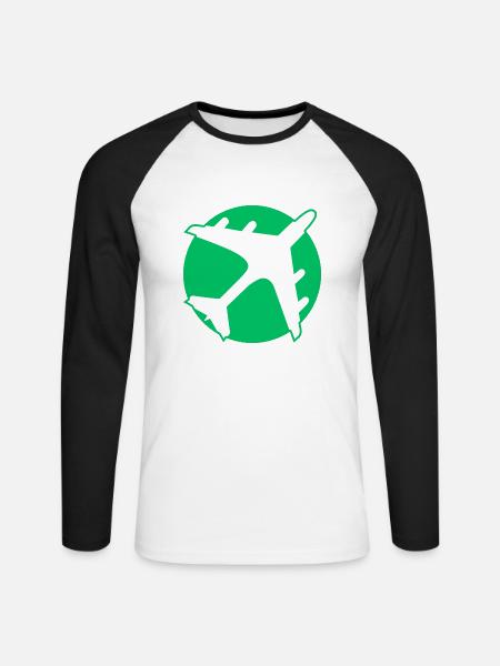 Flugreisen - Unisex Baseballshirt langarm - Weiß/Schwarz