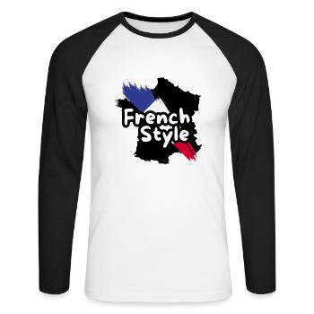 Französischer Stil - Unisex Baseballshirt langarm - Weiß/Schwarz - Vorne - Nik (191cm)