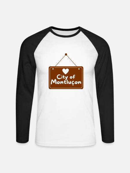 Stadt Montluçon - Unisex Baseballshirt langarm - Weiß/Schwarz