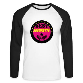 BEST SOEURETTE - T-shirt baseball manches longues Homme - blanc/noir - Devant - Nik (191cm)