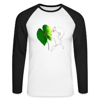 Flowers Women girl fashion design art female style - Unisex Long Sleeve Baseball T-Shirt - white/black - Front - Nik (191cm)