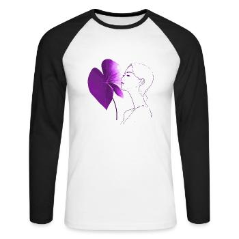Blumen Frauen Mädchen Mode Design Kunst Weiblicher Stil - Unisex Baseballshirt langarm - Weiß/Schwarz - Vorne - Nik (191cm)