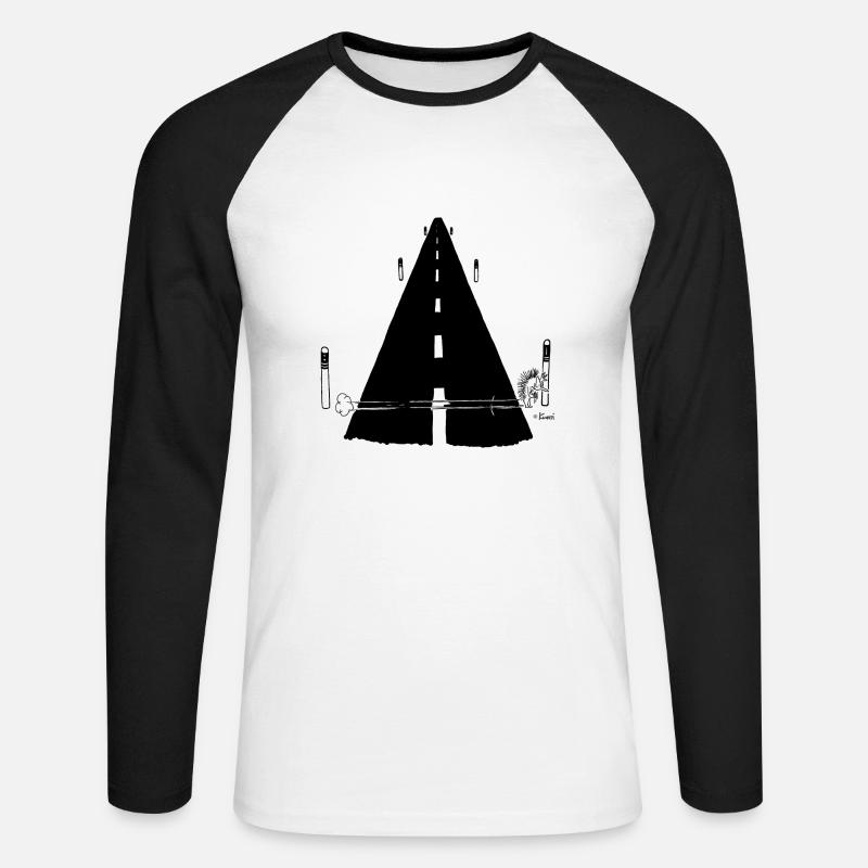Kurti Igel Comic - Unisex Baseballshirt langarm - Weiß/Schwarz