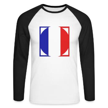 French flag, coat of arms blue, white, red - Unisex Long Sleeve Baseball T-Shirt - white/black - Front - Nik (191cm)