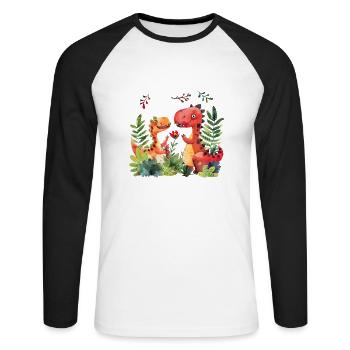 Why are dinosaurs so popular with children? - Unisex Long Sleeve Baseball T-Shirt - white/black - Front - Nik (191cm)