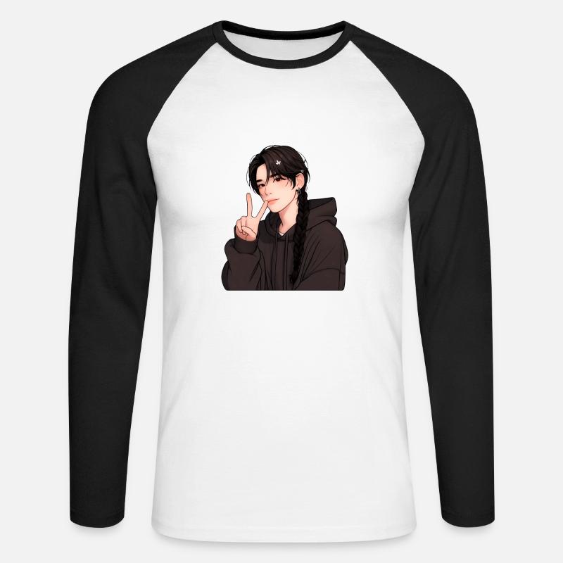 Junge - Frieden, Junge Friedenszeichen - Unisex Baseballshirt langarm - Weiß/Schwarz
