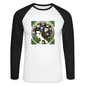 Cat Lady - Unisex Long Sleeve Baseball T-Shirt - white/black - Front - Nik (191cm)