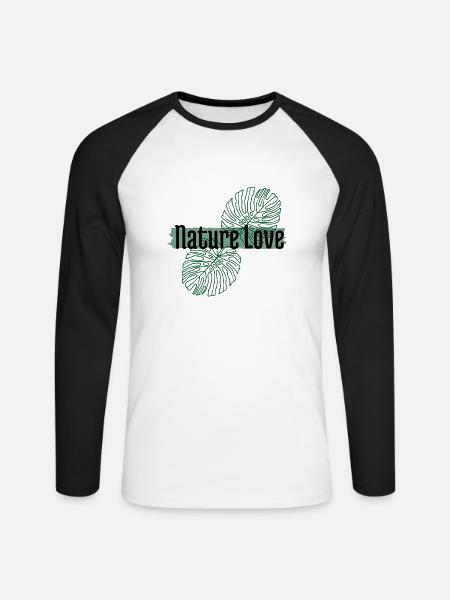 Nature Love - Unisex Baseballshirt langarm - Weiß/Schwarz