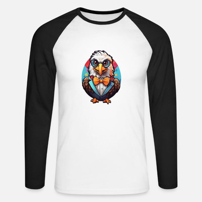 Funny Eagle Comic - Unisex Long Sleeve Baseball T-Shirt - white/black