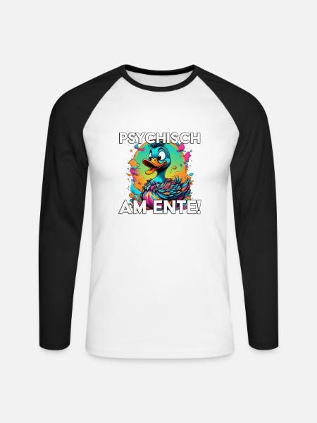 Psychisch am Ente - Unisex Baseballshirt langarm - Weiß/Schwarz