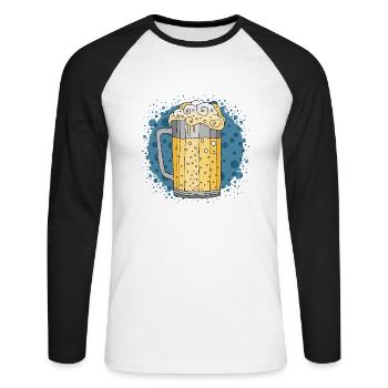 Becher - Unisex Baseballshirt langarm - Weiß/Schwarz - Vorne - Nik (191cm)