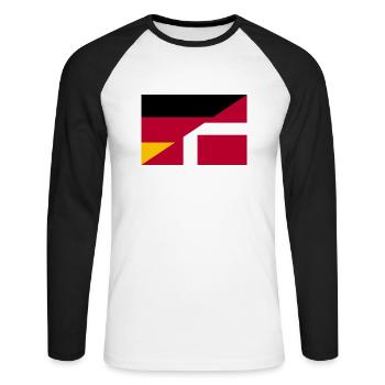 Allemagne Danemark Drapeau - T-shirt baseball manches longues Homme - blanc/noir - Devant - Nik (191cm)