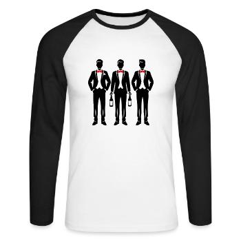 L’équipe du marié - T-shirt baseball manches longues Homme - blanc/noir - Devant - Nik (191cm)