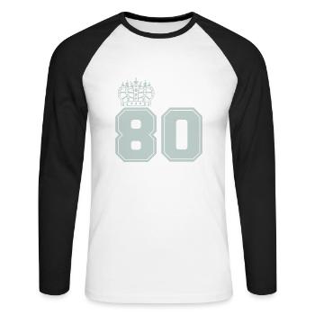 80 très grand lit - T-shirt baseball manches longues Homme - blanc/noir - Devant - Nik (191cm)