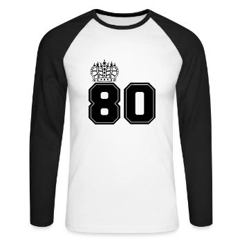 80 très grand lit - T-shirt baseball manches longues Homme - blanc/noir - Devant - Nik (191cm)