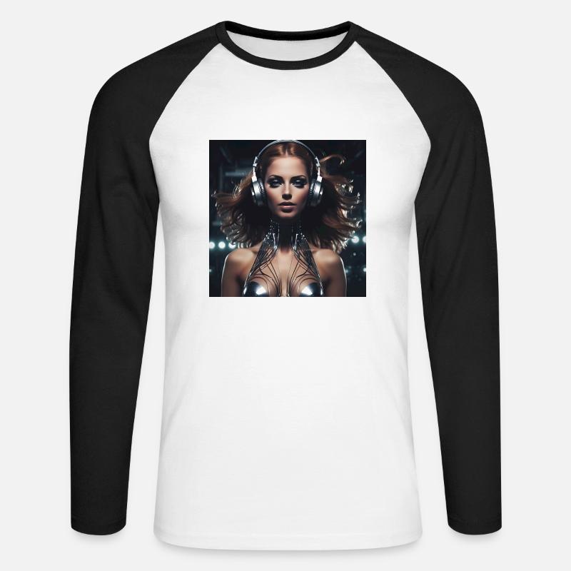 Techno-Mädchen - Unisex Baseballshirt langarm - Weiß/Schwarz