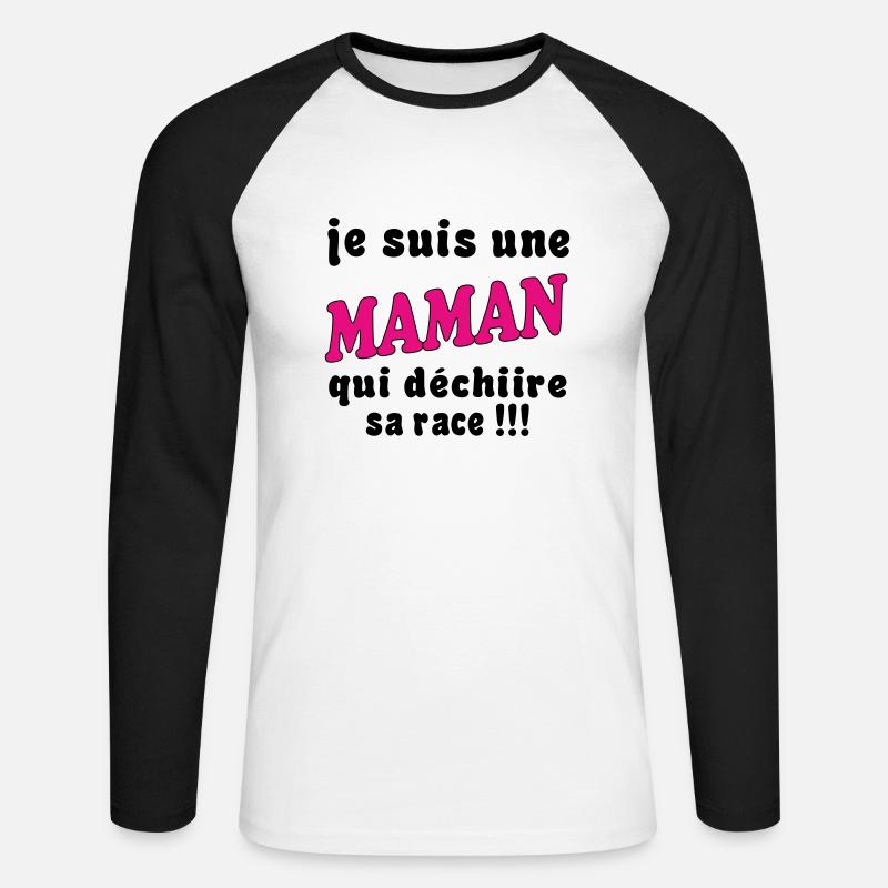 Ich bin eine MAMA... - Unisex Baseballshirt langarm - Weiß/Schwarz