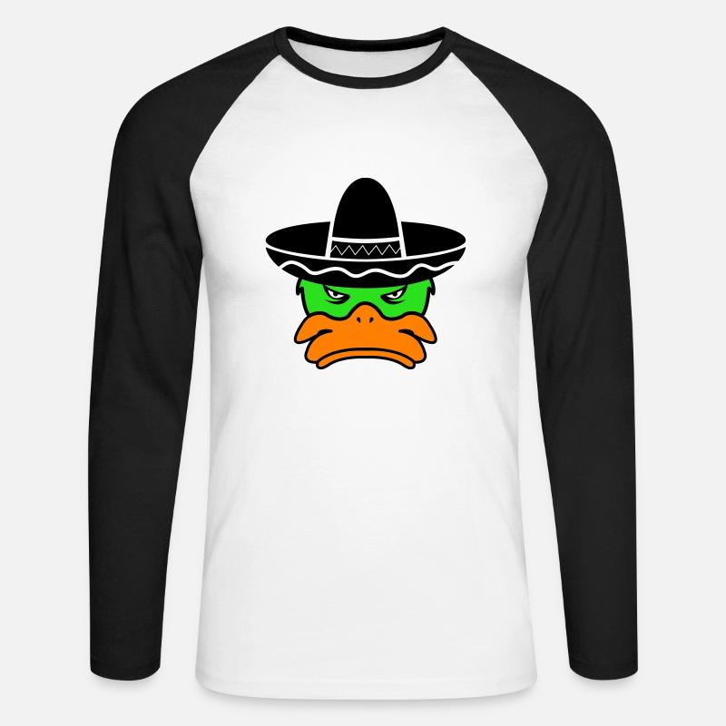 mexico duck 02 - Unisex Baseballshirt langarm - Weiß/Schwarz
